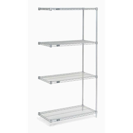 Nexel Poly-Z-Brite 5 Tier Wire Shelving Add-On Unit, 36W x 21D x 86H A21368Z5